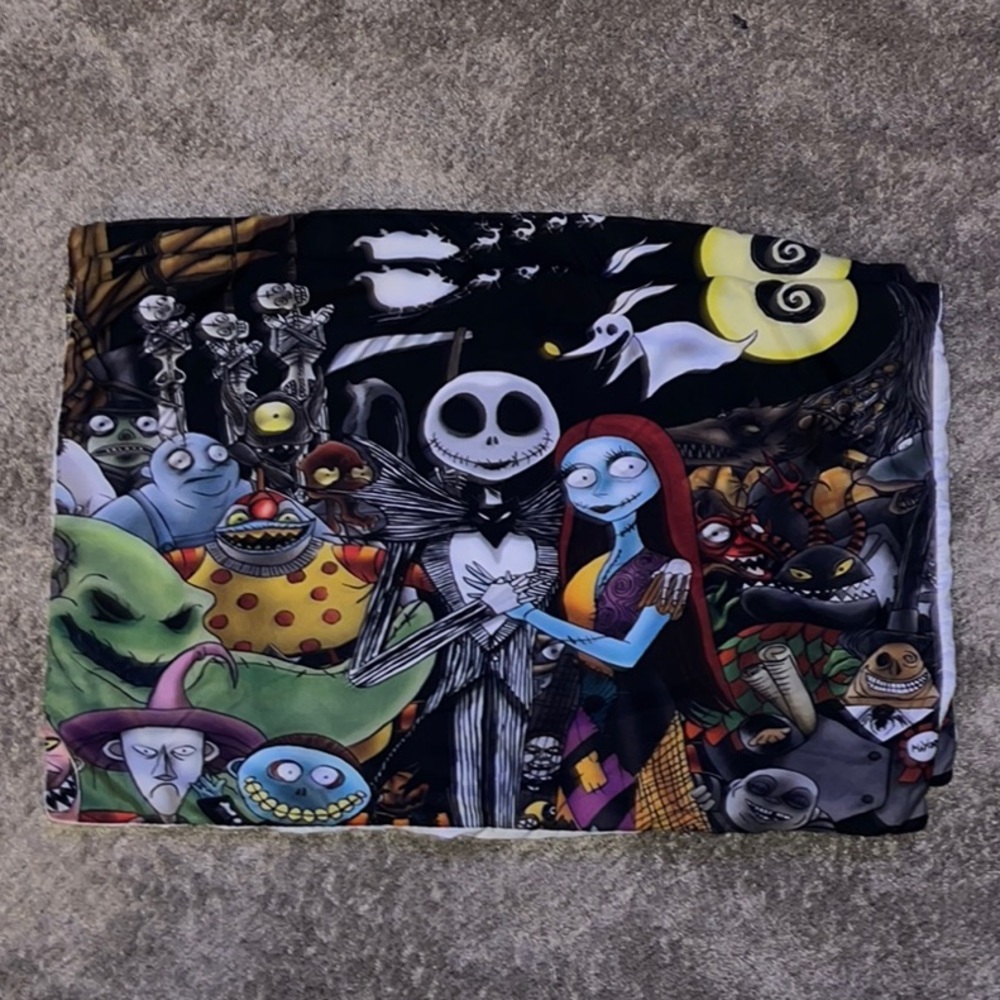Disney Nightmare Before Christmas Jack Sally Pillowcase Set Halloween Town Print
